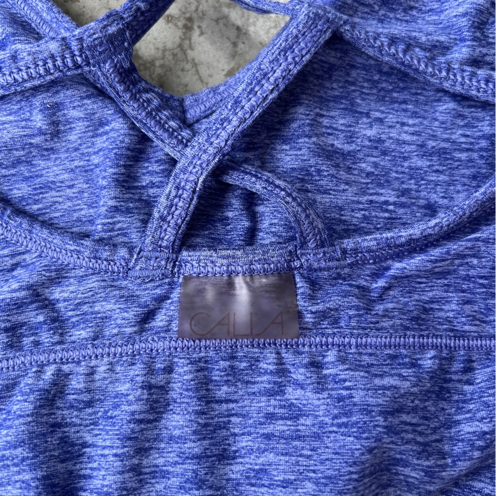 CALIA Heathered Blue Strappy Back Sports Bra Activewear Women’s Medium - Picture 9 of 10